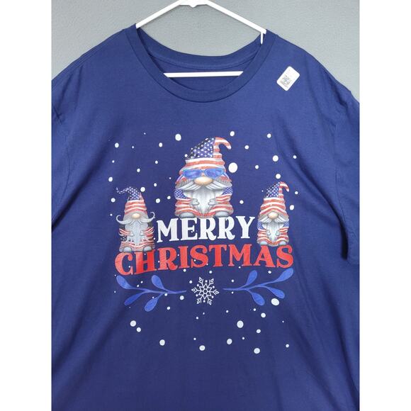 Merry Christmas American flag Gnome T-Shirt Mens Size 3X Tall - Picture 3 of 7